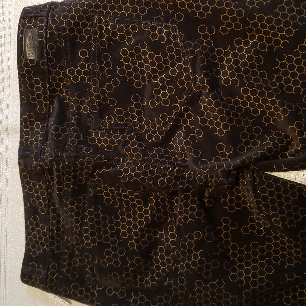 Paige USA NEW Velvet Verdugo Honeycomb Ultra Skinny Jeans Black Gold Womens 🎉HP - Picture 14 of 15